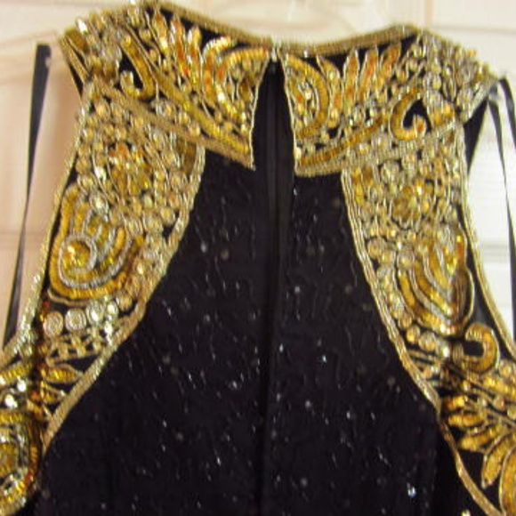 Lawrence Kazar Black and Gold long beaded gown - Picture 7 of 8